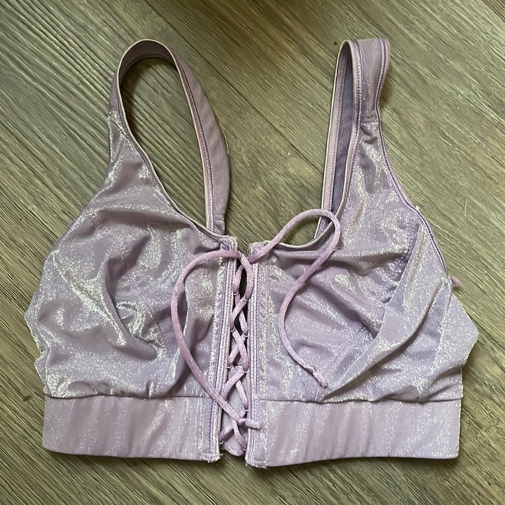 Vintage purple metallic corset style bra